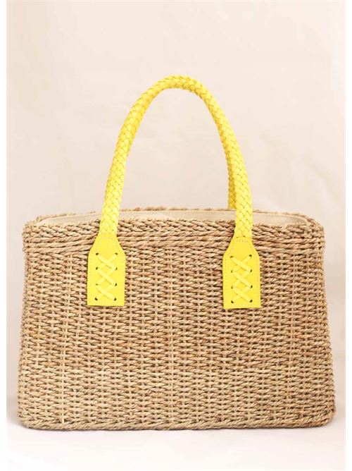 Rope bag with yellow leather handles Laboratorio Capri | 234CORDAYELLOW